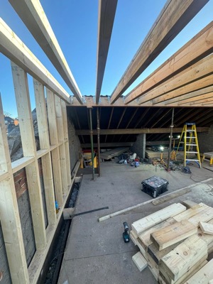 Roof structure during construction